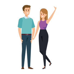 business couple avatars characters vector illustration