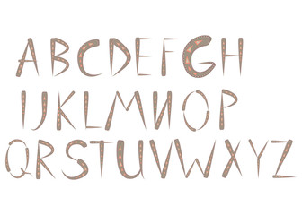 Ethnic font. Native american indian alphabet. Alphabet traditional african or mexican illustration