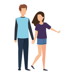 Fototapeta premium young couple lovers avatars characters