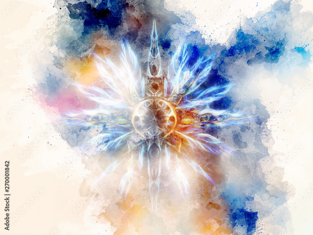 Aufkleber ornamental graphic in shape of a star with feathers, fractal effect.