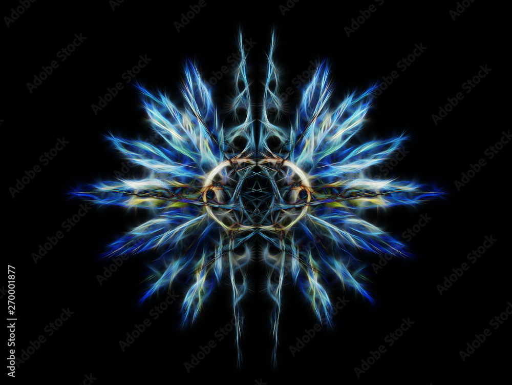 Aufkleber ornamental graphic in shape of a star with feathers, fractal effect.
