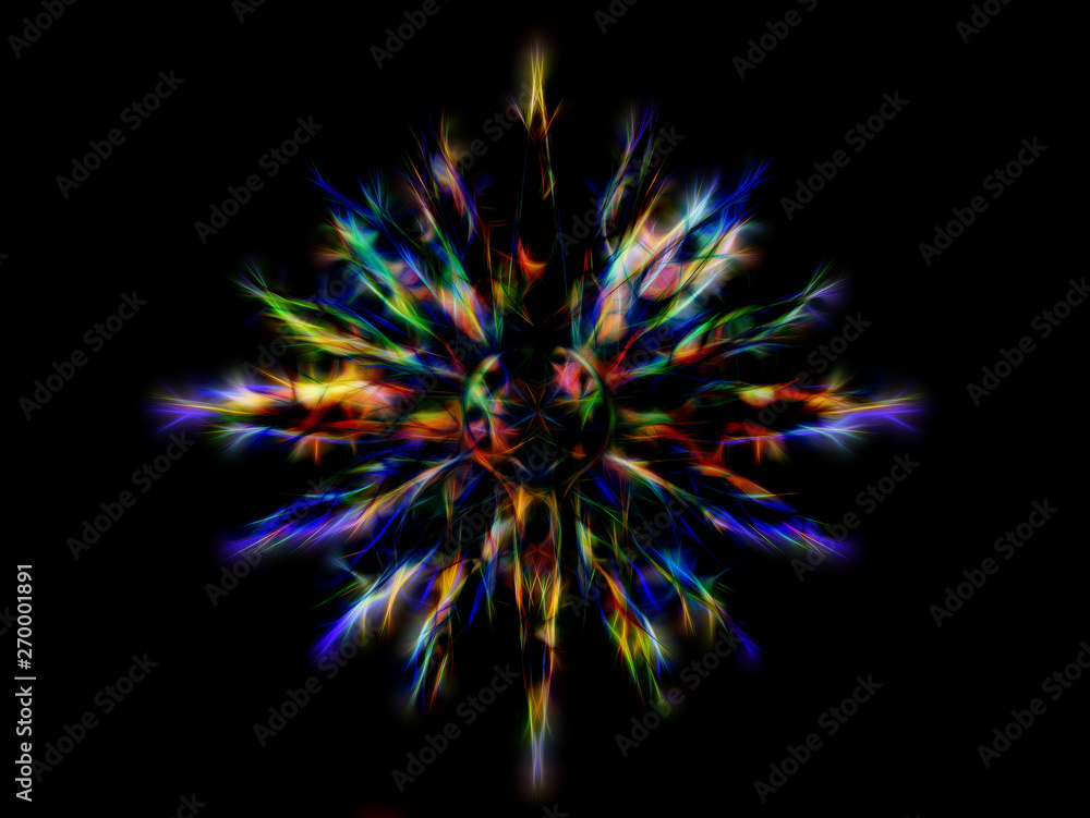 Aufkleber ornamental graphic in shape of a star with feathers, fractal effect.