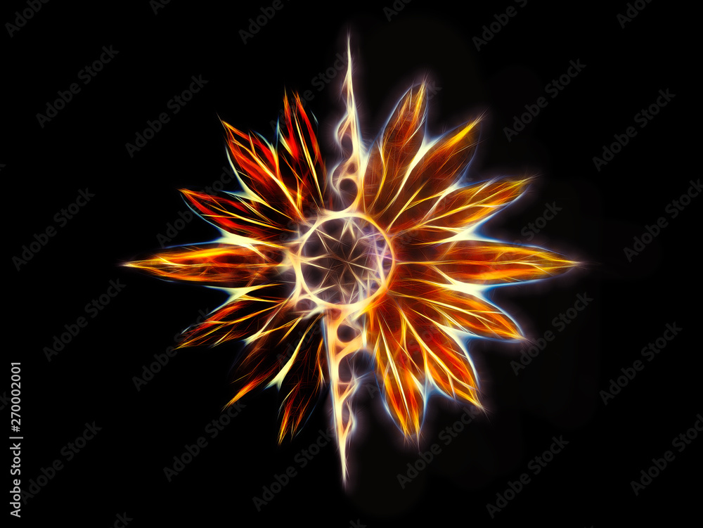 Aufkleber ornamental graphic in shape of a star with feathers, fractal effect.