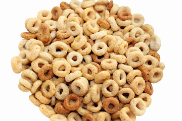 Close up of multigrain cereal isolated on a white background