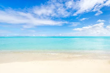 Fototapeten Beautiful white sand beach with turquoise water as background © eyetronic