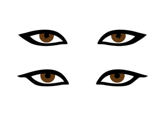 Oriental woman eyes eyeliner make up vector