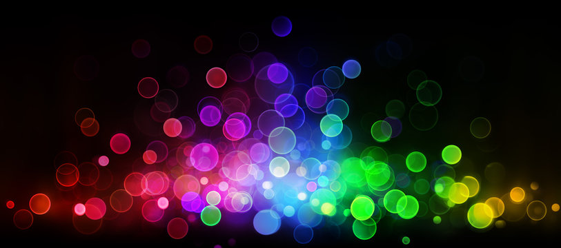 Retro Abstract Bokeh Colorful Lights On Black In Wave