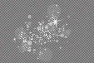 Glow light effect. Vector illustration. Christmas flash. dust