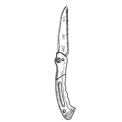 vector, isolated, sketch with lines, garden knife