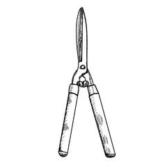  isolated, sketch with lines, garden cutter
