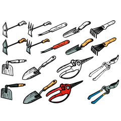 sketch with lines, garden tools set