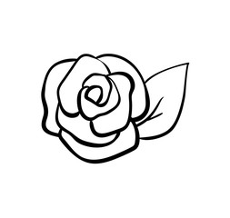 Rose outline isolated vector illustration