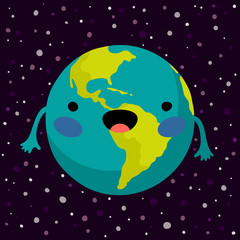 Naklejka premium Cute Earth planet vector illustration