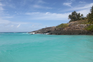 Naklejka na ściany i meble private island beach seychelles palm coconut sand sun