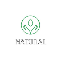 Hands linear logo for natural cosmetic vector