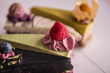 variety mixture of raw vegan cake 