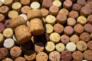 Copy space background for text. Wine corks background.