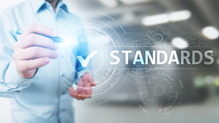 Standard. Quality control. ISO certification, assurance and guarantee. Internet business technology...