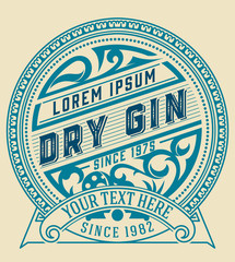 Obraz premium Vintage label with gin liquor design