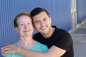 Obraz premium Woman in her sixties with man in his twenties 