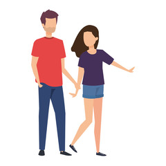 Fototapeta premium young couple lovers avatars characters