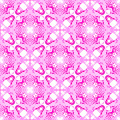 Pink medallion seamless pattern. Hand drawn waterc