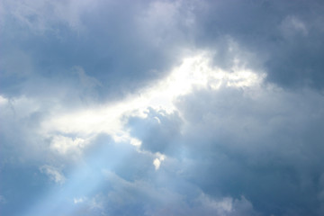 Clearance among cloud clouds. Ray of hope