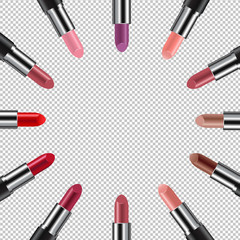 Obraz premium Circle Set Of Color Lipsticks Transparent Background