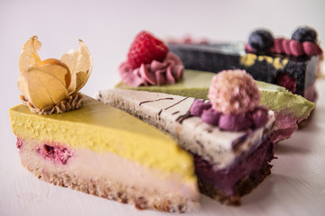 variety mixture of raw vegan cake 