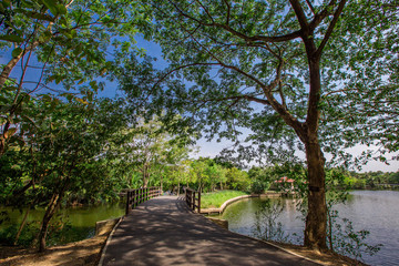 Bang Kachao:May26,2019,atmosphere in park near Bangkok,with people visiting nature,cycling, couples,families with young children,friends group to relax during the holiday,area Bang Nam Phueng,Thailand