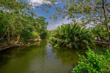 Bang Kachao:May26,2019,atmosphere in park near Bangkok,with people visiting nature,cycling, couples,families with young children,friends group to relax during the holiday,area Bang Nam Phueng,Thailand