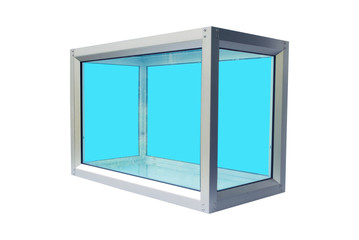 Clear glass cabinet for raising fish on white background.(with Clipping Path).