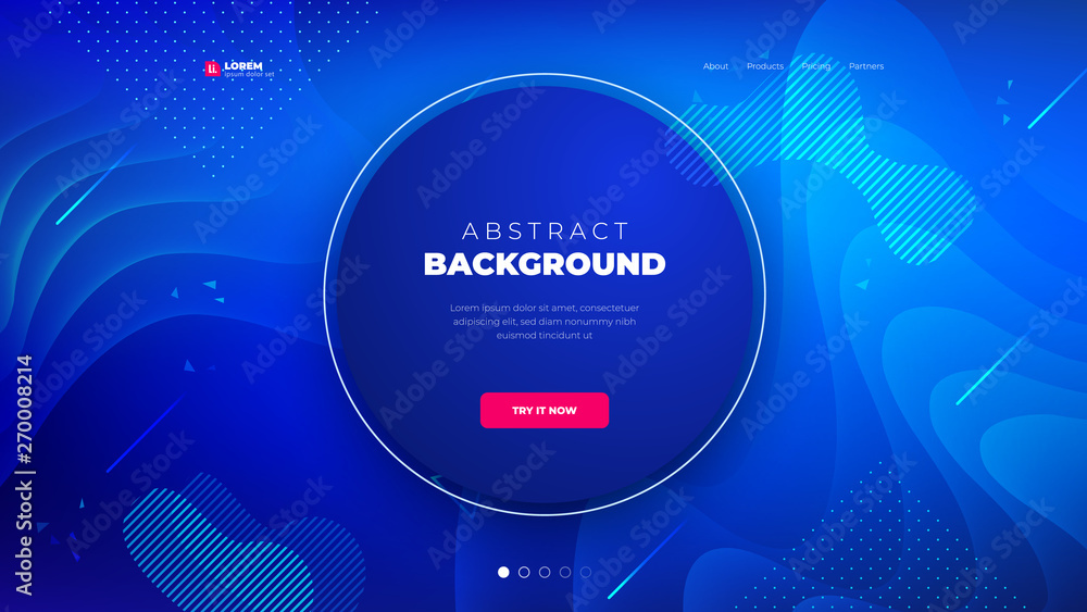 Wall mural dark blue circle liquid color background design for landing page site. fluid gradient shapes composi