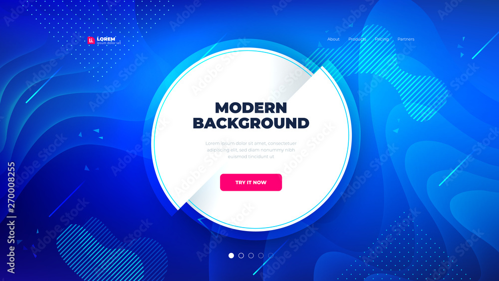 Wall mural light circle shape with dark blue liquid color background design for landing page site. eps10 vector
