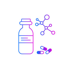 Drugs vector icon, dose of the drug, drugs and vial on white background