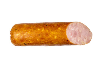 Smoked sausage isolated on white background