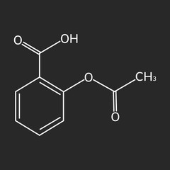 Aspirin vector icon on dark background, acetylsalicylic acid