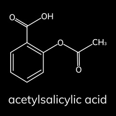 Aspirin vector icon on dark background, acetylsalicylic acid