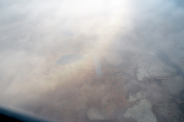 Autumn tundra view from helicopter