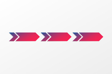 Arrow vector infographic symbols. Blue and red gradient signs. Icons isolated, illustration for business, web design, direction, 3 steps, options, progress
