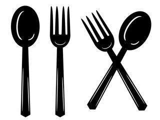 plate with spoon and fork icon illustration isolated sign symbol