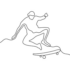 Skateboarder continuous line vector illustration