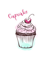 Handdrawn cupcake vector illustration sketch