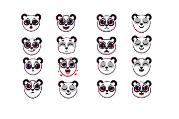 a large set of emotions, a set of panda emotions, different emotions of a panda. - vector