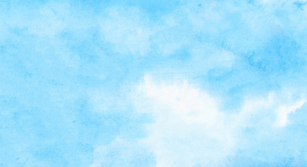 Blue shades color watercolor illustration. Subtle sky aquarelle painted paper textured canvas for vintage design, invitation card, template. Creative background, smeared light turquoise frame