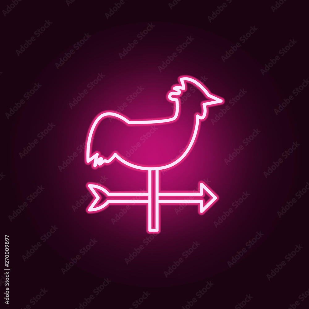 Poster weathervane rooster neon icon. elements of web set. simple icon for websites, web design, mobile app