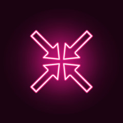 pointing arrows to center neon icon. Elements of web set. Simple icon for websites, web design, mobile app, info graphics