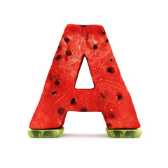 Watermelon Alphabet isolated on white background (Letter A)