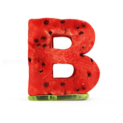Watermelon Alphabet isolated on white background (Letter B)