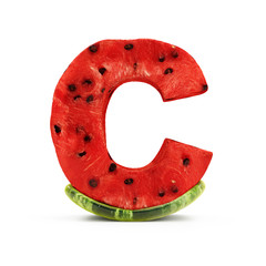 Watermelon Alphabet isolated on white background (Letter C)
